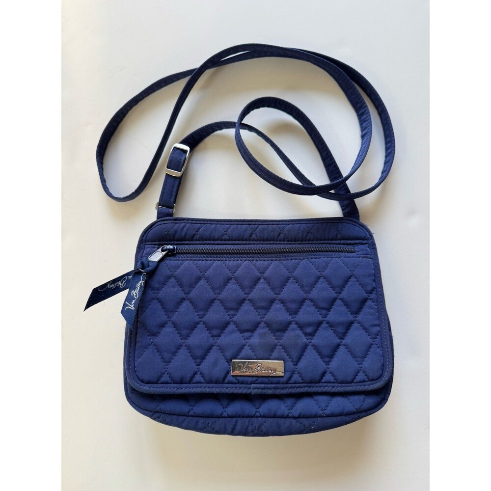 Vera Bradley navy mini cross body purse  Flap Magnet Closure